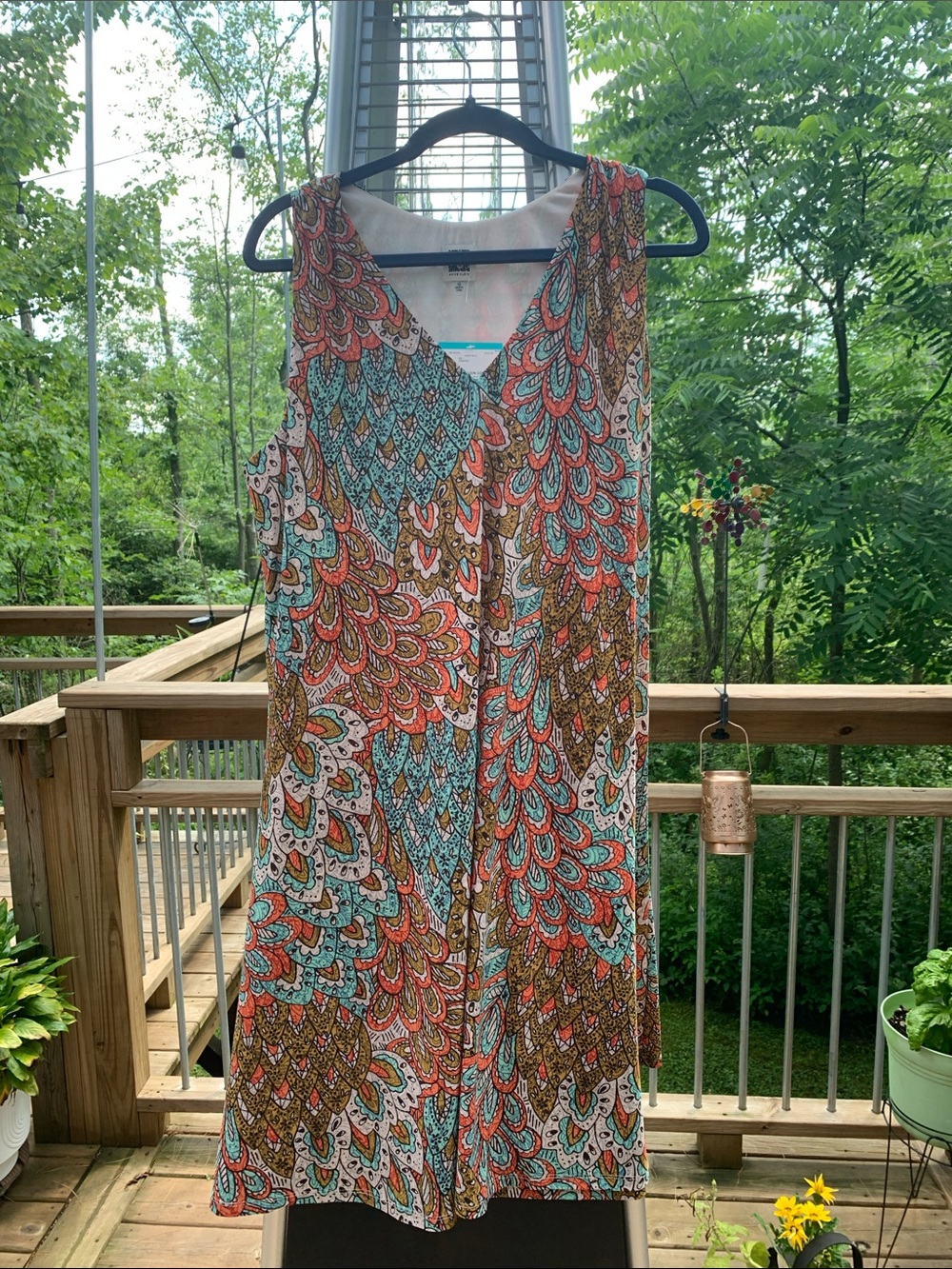 Anne Klein pastel watercolor blouse - cream, mint, coral